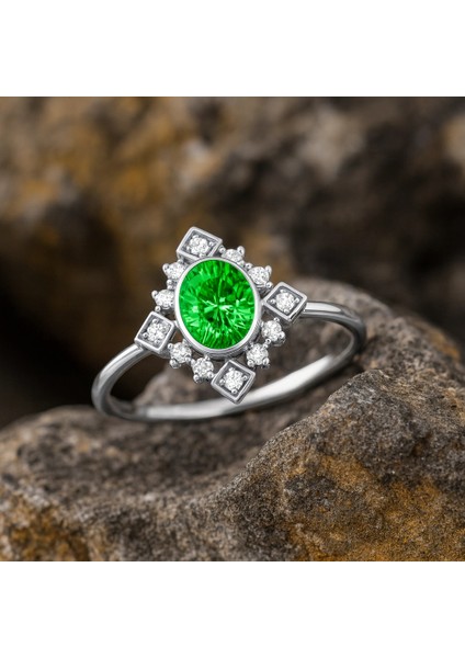 14 Ayar Altın Vintage Dizayn Zümrüt Yüzük indirimleri