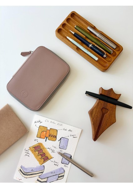 A6 Ebatlı 4'lü Kalem Kılıfı Rose Nude modelleri