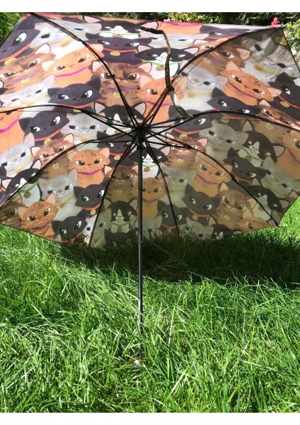 Renkli Kedicik Desenli Unisex Şemsiye, Şık ve Hafif Tasarım modelleri