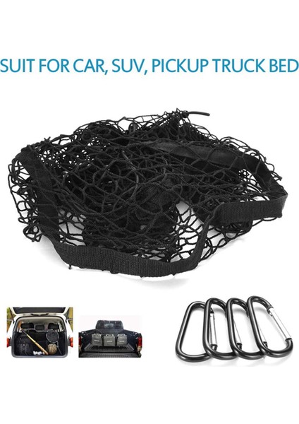 2x Cep Bagaj Depolama Çantası Depolama Ağır Kargo Net Araba Suv Pikap Yatağı Siyah Mesh Kemer 8 Kanca ve Döngüler Için Uygun (Yurt Dışından) indirimleri
