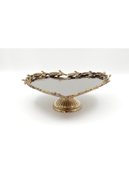 Gümüş Kaplama Bakır Kalp Tepsi