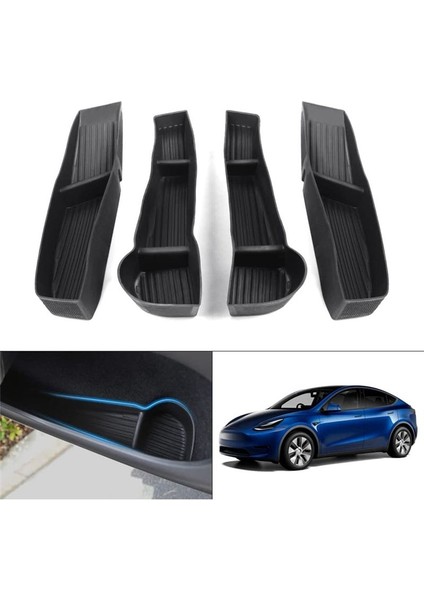 2021-2023 Için Kapı Tepsisi Organizatör Tesla Model Y Aksesuarları Araba Ön ve Arka Kapı Yan Depolama Kutusu Tpe Siyah 4pcs (Yurt Dışından) fiyatları
