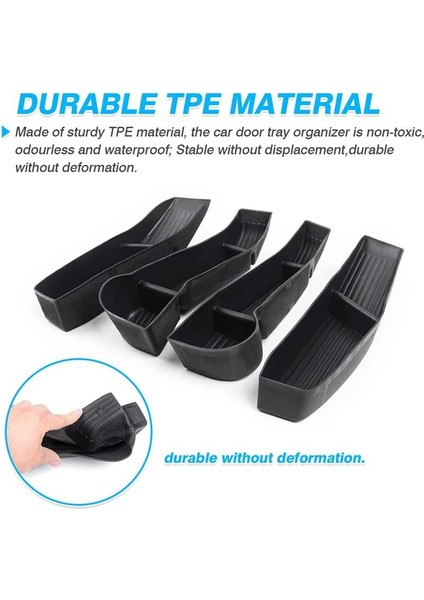 2021-2023 Için Kapı Tepsisi Organizatör Tesla Model Y Aksesuarları Araba Ön ve Arka Kapı Yan Depolama Kutusu Tpe Siyah 4pcs (Yurt Dışından) modelleri