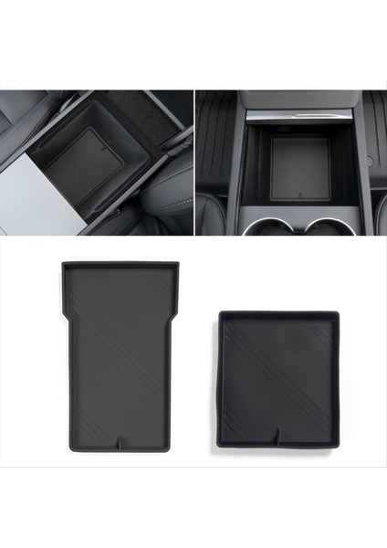 Tesla Model 3 Için Highland 2024 Merkez Konsol Organizatör Tepsi Pad Silikon Kolçak Saklama Kutusu Alt Alt Mat Siyah (Yurt Dışından) fiyatları