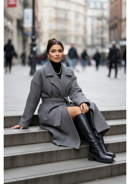 Kışlık Uzun Kuşaklı Kaban – Siyah Soft Dokulu modelleri