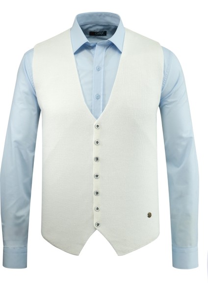 Erkek Düğmeli Spor / Regular Triko Örme Kolsuz Yelek - 4241LS