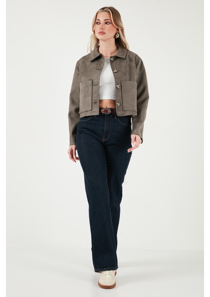 Regular Fit Klasik Yaka Süet Dokulu Cep Detaylı Ceket Bayan Ceket 6524992 fiyatları