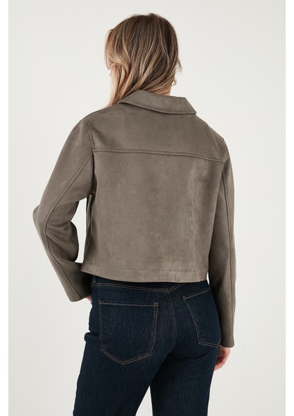 Regular Fit Klasik Yaka Süet Dokulu Cep Detaylı Ceket Bayan Ceket 6524992 modelleri