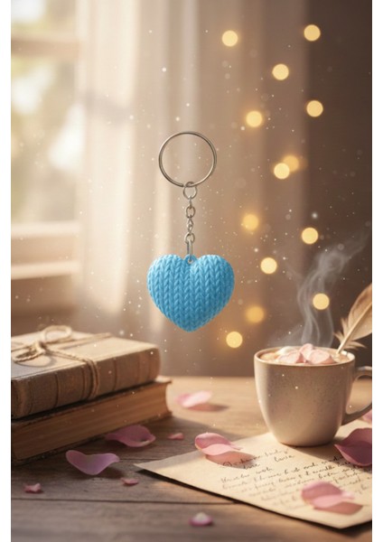 Örgü Desenli Kalp Tasarım Anahtarlık Sevgiliye Hediye | Kaliteli 3D Baskı | Çanta Aksesuarı Charm fiyatları