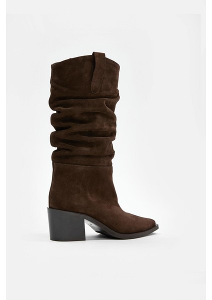 Loven Acı Kahve Süet Hakiki Deri Topuklu Çizme fırsatları