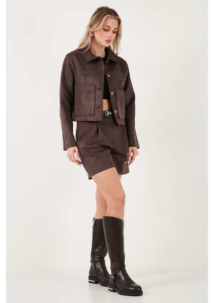 Regular Fit Klasik Yaka Süet Dokulu Cep Detaylı Ceket Bayan Ceket 6524992 fiyatları