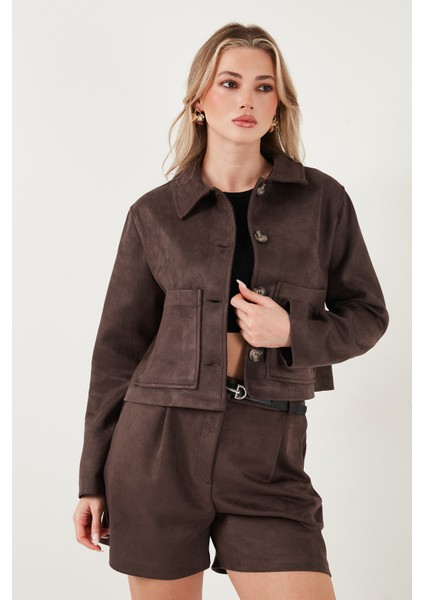 Regular Fit Klasik Yaka Süet Dokulu Cep Detaylı Ceket Bayan Ceket 6524992 fırsatları