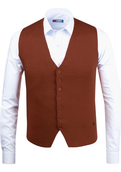 Erkek Düğmeli Spor / Regular Triko Örme Kolsuz Yelek - 4241LS