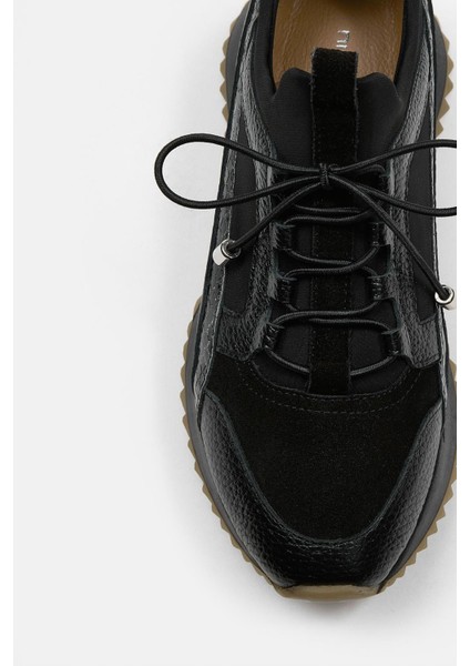 Sidney Siyah Hakiki Deri Yılan Desenli Kadın Sneaker modelleri