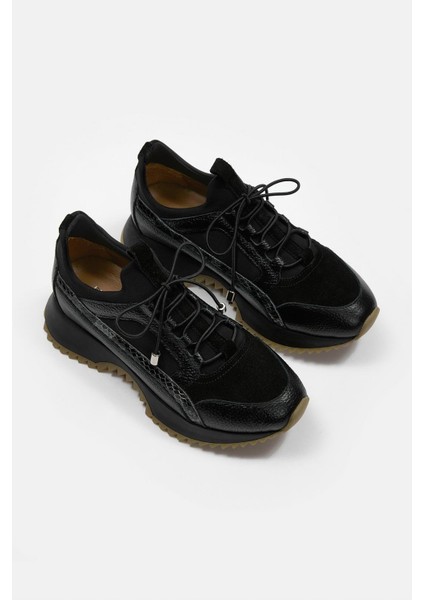 Sidney Siyah Hakiki Deri Yılan Desenli Kadın Sneaker indirimleri