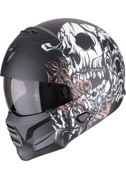 Exo Combat 2 Genesis Modüler Motosiklet Kaskı Mat Siyah Beyaz Altın