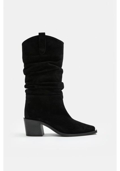 Loven Siyah Süet Hakiki Deri Topuklu Çizme fiyatları