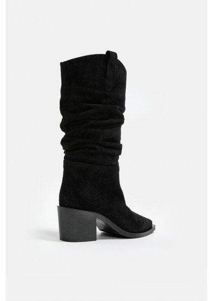 Loven Siyah Süet Hakiki Deri Topuklu Çizme fırsatları