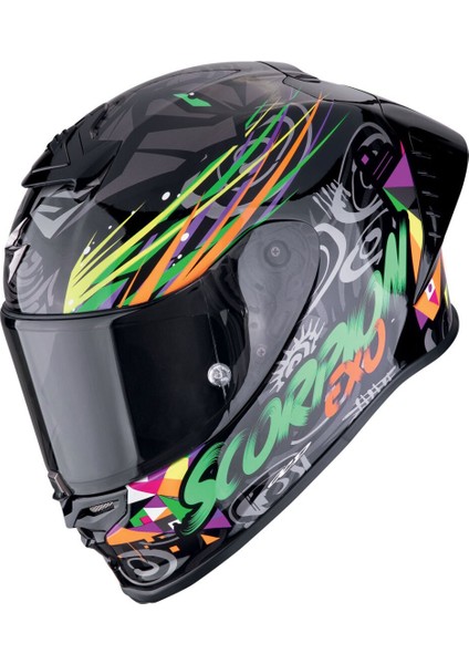 Exo R1 Evo Iı Air Savage Spor Motosiklet Kaskı Siyah Yeşil Turuncu