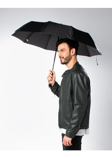 Şık Siyah 10 Telli Otomatik Erkek Şemsiye, Rüzgar Korumalı ve Dayanıklı Model fiyatları