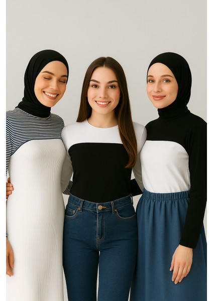 3’lü Ekonomik Set Sıfır Yuvarlak Yaka Boyunluklu Kolluk Body Esnek Likralı fiyatları