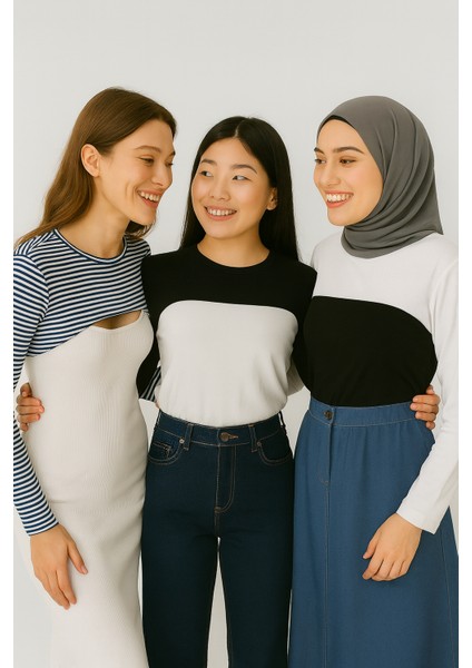 3’lü Ekonomik Set Sıfır Yuvarlak Yaka Boyunluklu Kolluk Body Esnek Likralı fırsatları