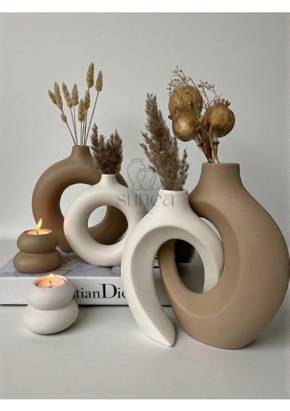 Dekoratif Sevgili Sarmaşık Vazo Set, Halka Vazo Tealight Mumluklu Set, Dekoratif Obje & Biblo Set modelleri