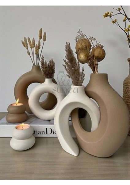 Dekoratif Sevgili Sarmaşık Vazo Set, Halka Vazo Tealight Mumluklu Set, Dekoratif Obje & Biblo Set fırsatları