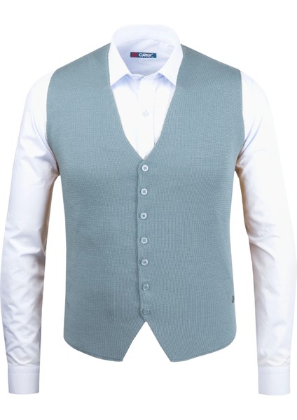 Erkek Düğmeli Spor / Regular Triko Örme Kolsuz Yelek - 4241LS