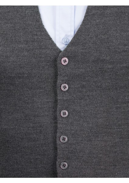 Erkek Düğmeli Spor / Regular Triko Örme Kolsuz Yelek - 4241LS fırsatları