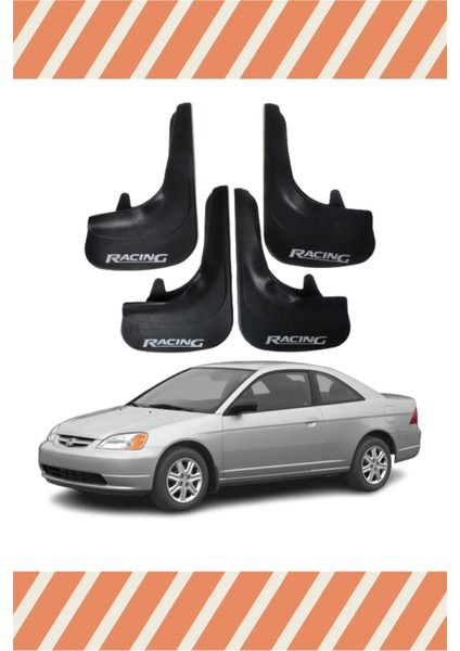 Honda Civic 2001-2007 Racing Yazılı 4'lü Tozluk Çamurluk Paçalık