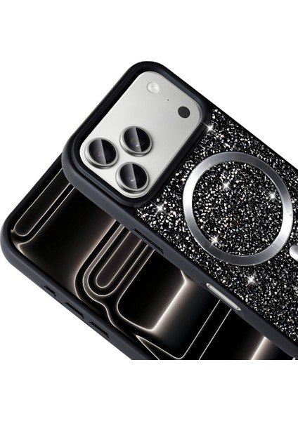 Apple iPhone 17 Pro Max Uyumlu Magsafe Özellikli Mozaik Silikon Kapak Siyah modelleri