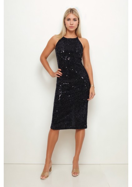 Ip Askılı Midi Boy Pullu Elbise fırsatları