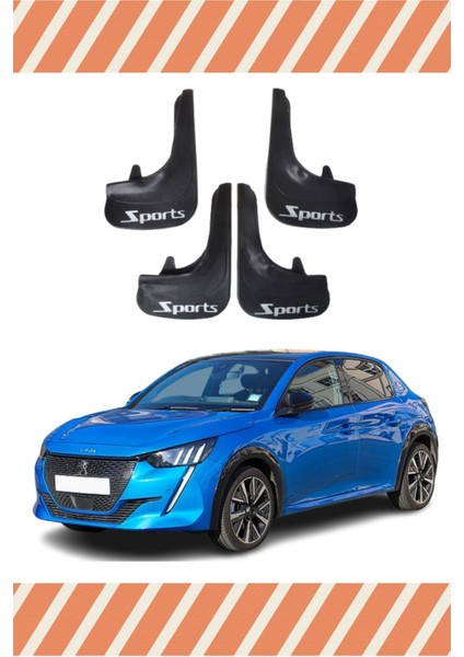 Peugeot 208 Tüm Kasalar Sports Yazılı 4'lü Tozluk Çamurluk Paçalık