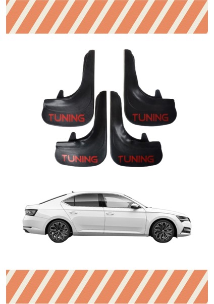 Skoda Superb Tunıng Yazılı 4'lü Tozluk Çamurluk Paçalık