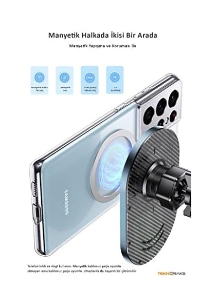 US-CD170 15W 2in1 Typec Magsefe, Manyetik Kablosuz Şarj ve Araç Içi Telefon Tutucu fiyatları