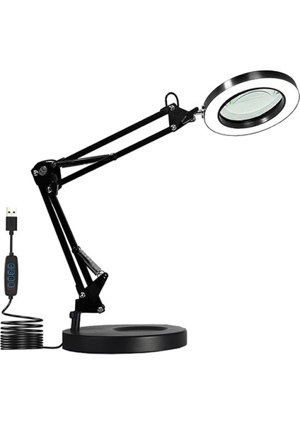 Büyüteçli 2in1 Standlı Klinik, Dövme ve El Sanatları Için Yuvarlak Işık 6.3 Inç (16CM) Stüdyo Işık ve Kamera Youtuber Twich Kick Halka Yayıncı Işığı FLB06