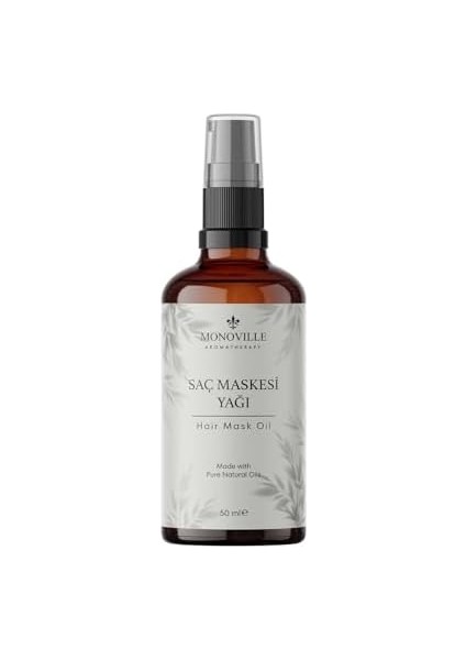 Monoville Saç Maskesi Yağı 50 ml Cam ŞIŞEDE%100 Saf ve Doğal (Hair Mask Oil)