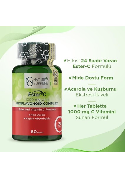 Nature&apos;s Supreme Ester-C 1000 Mg C Vitamini 60 Tablet