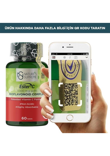 Nature&apos;s Supreme Ester-C 1000 Mg C Vitamini 60 Tablet modelleri
