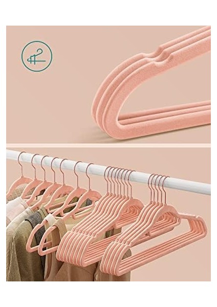 Kadife Askısı Seti, 50 Askı, Kaymaz Küçük Kravat Çubuğu 360 Döner Kanca, 0,6 cm Kalınlığında, Yer Tasarrufu Sağlar, Pembe Açık Pembe fiyatları