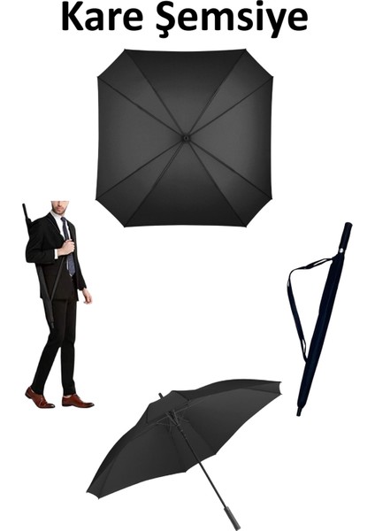 Dayanıklı Kare Şemsiye, Rüzgar Geçirmez, Siyah, Hafif ve Şık Tasarım modelleri