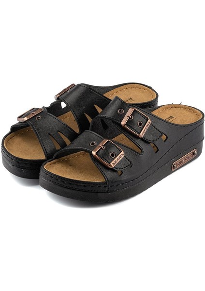 Kadın Ortopedik Çift Bantlı Tokalı Rahat Ev Terliği Terlik indirimleri