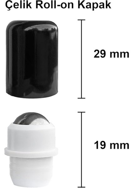 20 ml Çelik Roll On Şişe, Sızdırmaz Siyah Kapaklı, 2 Adet, Amber, Çok Renkli modelleri