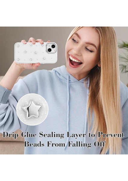 Tecno Spark 30 Kılıf Kamera Koruyucu Simli Yıldız Desenli Kabartmalı Şeffaf Slikon Kapak fırsatları