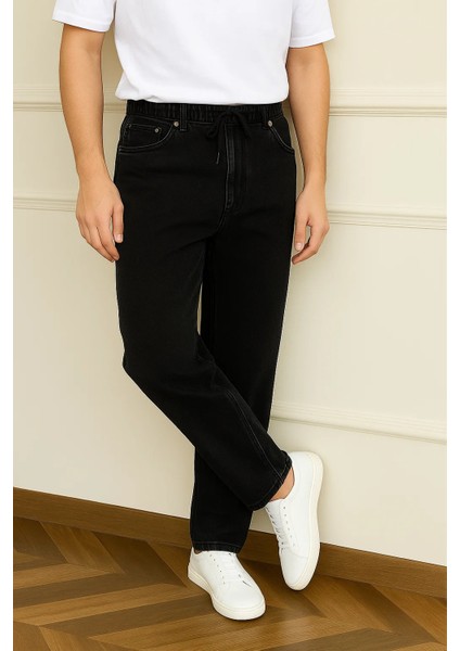 Erkek Trend Günlük Bol Paça Baggy Siyah Pantolon fırsatları