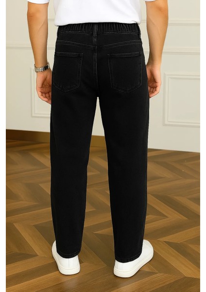 Erkek Trend Günlük Bol Paça Baggy Siyah Pantolon