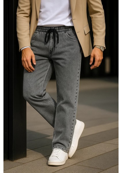 Erkek Günlük Premium Gri Baggy Pantolon modelleri