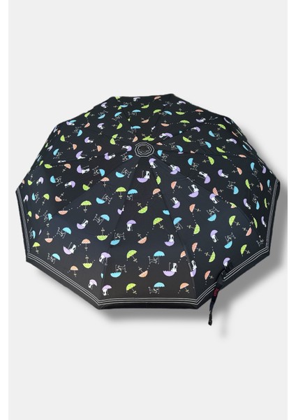 10 Telli Dayanıklı Fiber Tel Otomatik Şemsiye Kedi Şemsiye Siyah fiyatları