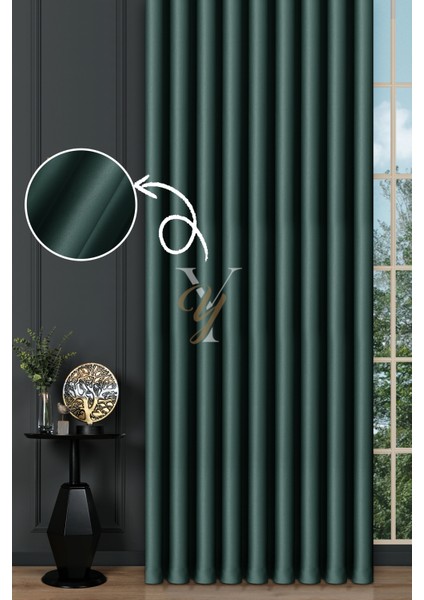 Blackout Fon Perde V-2037 Koyu Yeşil